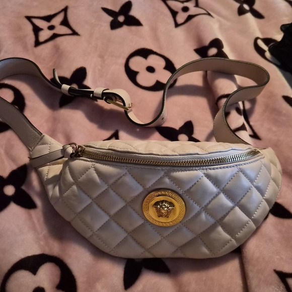 Versace Handbags - 100% Authentic Versace Quilted White Belt Bag